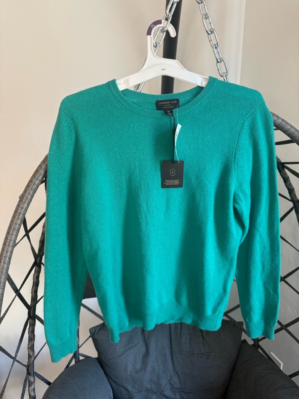 Charter Club Teal Crewneck cashmere  Sweater NWT